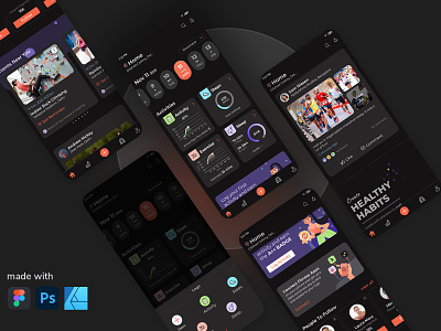 Fitness App Concept awesome design dark ui dribbble best shot iconography interfacedesign minimal productdesign uiux user experience design user interface design