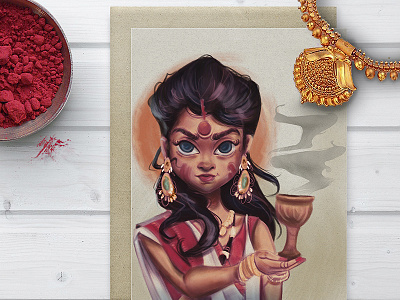 Durga Puja Art dribbble invite durga puja illustration poster