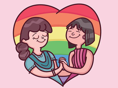 For the pride! :) flat girls indian indian illustrator indianartist lgbtq love pride queer rainbow