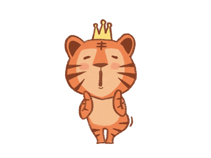Happy cartoon emoji happy king tiger