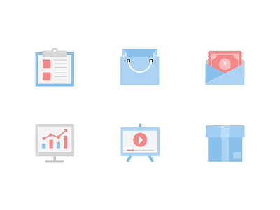 E-business Icons blue business clean e business icon illustration lighting red system