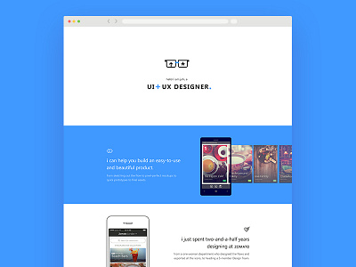 Personal Website blue browser designer mobile portfolio responsive single page ui ux webpage website