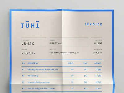 Invoice—Self Branding bill blue branding fold grid identity invoice paper print receipt self branding stationery
