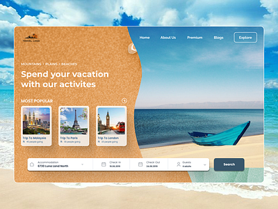 Travel Landing Page Design branding illustration logo ui vector