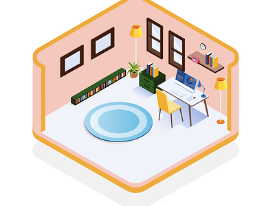 Office at home Illustration Design - DesignX Studio