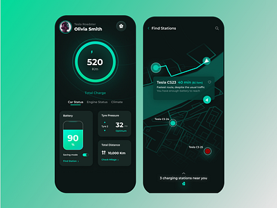 Mobile App UI Design For Electric Vehicle app design design electric vehicle app electricbikeapp evcharging