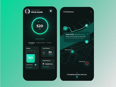 Mobile App UI Design For Electric Vehicle