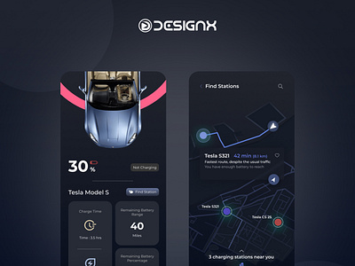 Electronic Vehicle app design automative car electronic ev tesla