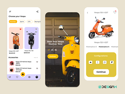 Vespa E-Commerce App app app design automobile branding design designer ui ux