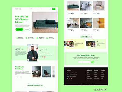Furniture Landing Page app attractive design designer furniture green landing landingpage ui ux web website