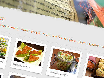Partial of food blog section