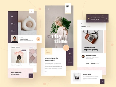 MWEB UI design aesthetic brown design design art image minimal mobile modern pattern photograhy product sharp ui uiux vibrant vintage yellow