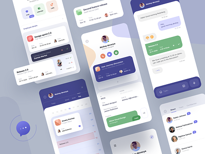 Time management & scheduler app app blue call cards chat clean dashboard green kit message minimal mobile modern presentation profile schedule theme ui ux video call