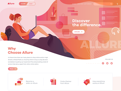 Allure website design banner hero image illustration inspiration online shopping ui ux visual design website