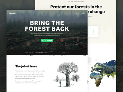 Plana A - Landing Page campaign deforestation ecological environmental illustration interface landing page sketch tree
