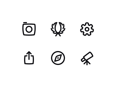Friendly Iconset camera compass discover icons praise settings share symbols