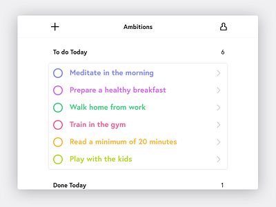 Today's Ambitions ambition app clean colorful minimalist productivity ui ux web