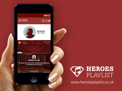 Heroes Playlist I-Phone Concept Design concept design flat heroesplaylist i phone ironman respsonsive web design