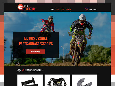 Motocross Website Concept Design ecommerce flat design graphic design motocross online shop website concept design