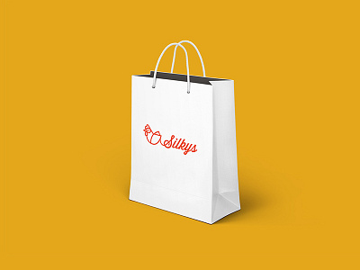 Silkys Logo back mock up clothing brand flat logo design retail design