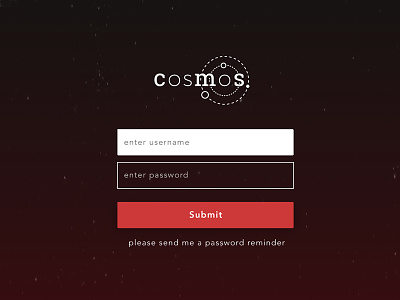 Cosmos Logo & Login Screen bespoke cms login screen logo design