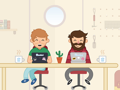 The Toolshed Team about page character design coffee flat characters flat design flat illustration office work desk workplace