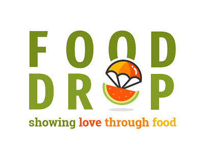 Food Drop Logo Design capital letters chunky flat design flat illustration flat logo design letter replacement minimal modern simple tag line two tone