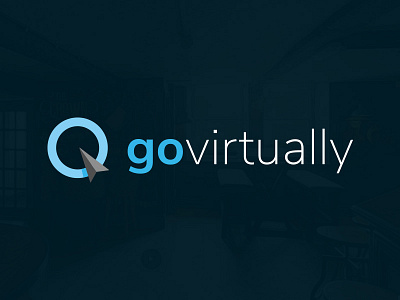 Go Virtually Logo 3d showcase blue flat design logo design lower case pointer sans serif virtual reality experiences