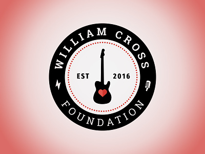 William Cross Foundation Logo badge logo charity logo design circular logo guitar logo design mark design music