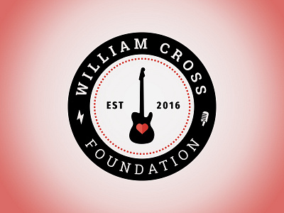 William Cross Foundation Logo badge logo charity logo design circular logo guitar logo design mark design music