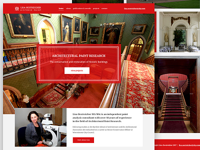 HistoricPaint Homepage Design history logo design masonry layout modern web design red web design