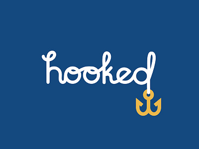 script logo for 'hooked' anchor custom letters custom script font fishing flat design joined up lower case nautical sailing script
