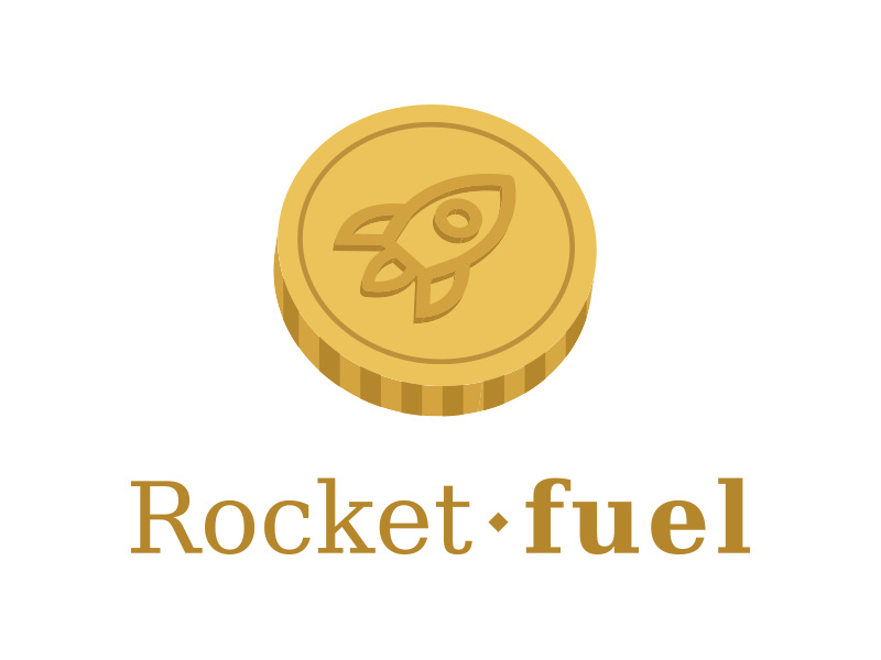 3D Rocket-fuel logo rocket serif coin 3d logo. gold 3d design logo design
