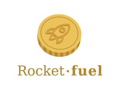 3D Rocket-fuel logo 3d design 3d logo. gold coin logo design rocket serif