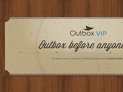Outbox VIP ticket print texture typography watermark