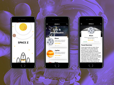 Space App mobile space travelling ui