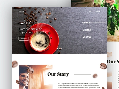 Coffee website beans coffee cup organic toffee ui ux website