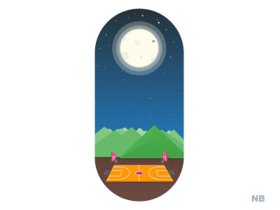 Dribbble Debut: Basketball Court Capsule basketball capsule chip debut dribble earth game google material design moon mountains stars