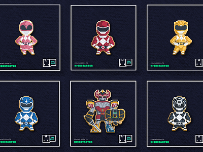 Pixel Rangers Enamel Pins Series 8bit 90s cute design enamel pins illustration nft pins pixel art yay pixel