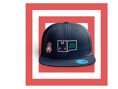 Yay Pixel Pins Hat Mockup branding cap design hat logo merch pixel art power rangers