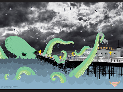 Brighton Monster brighton design destroy digital drawing illustration monster octopus pier