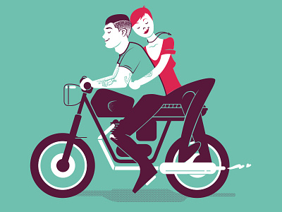 Moto Love datenight green illustration motorcycle
