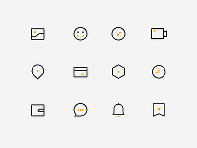 Icon Design Exercise card collection comment emoji location music photo setting time video wallet warn