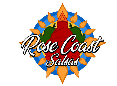 Rose Coast Salsa Logo branding design graphic design icon illustration logo logo design packaging product design typography vector