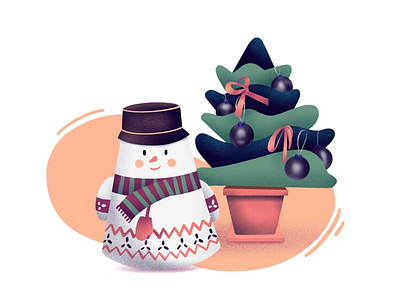 Snowman christmas design flat illustration ipadpro procreate snowman tree vector