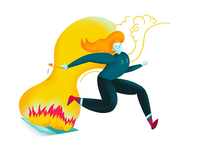 Burn!!! burn design fire flat girl illustration ipadpro procreate stressed vector