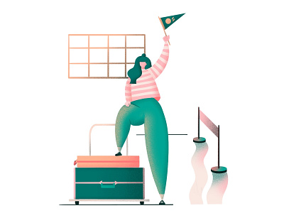 Need a vacay! airport bag carriers color design flag flat girl illustration ipadpro leave procreate spring vacation vector