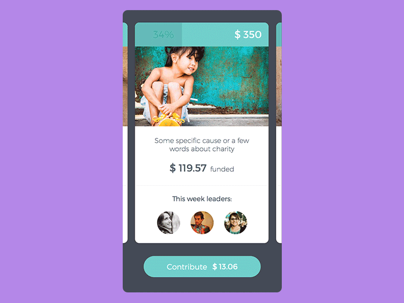 Donating Process Interaction ui ux interface app iphone ios cards animation interaction principle prototype charity