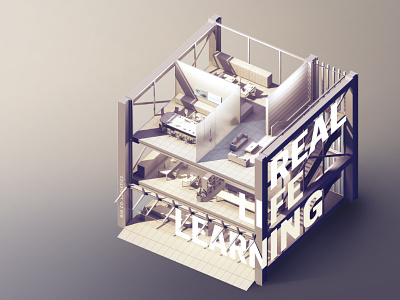 Real Life Learning 3d building isometric photoshop rendering
