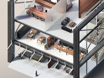 Detailed Render – Building 3d building isometric office rendering